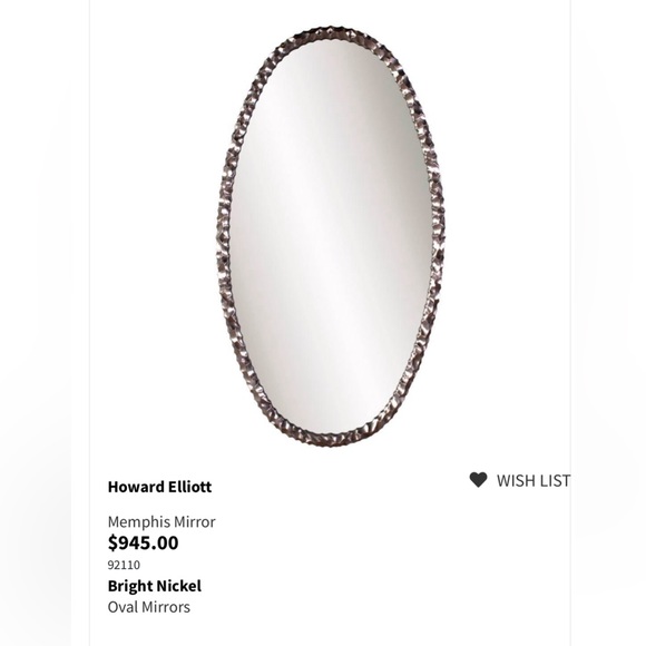 Howard Elliot Memphis oval mirror bright nickel